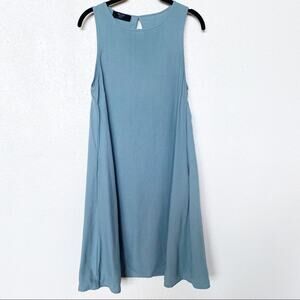 Brass Sleeveless Blue Swing Dress with Pockets Size Small
